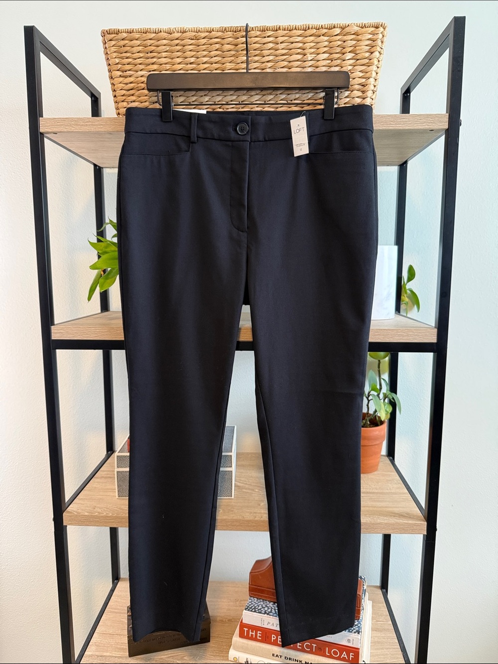 NWT Loft The Perfect Skinny High-Rise Black Woven Career Dress Pant Trouser, 12